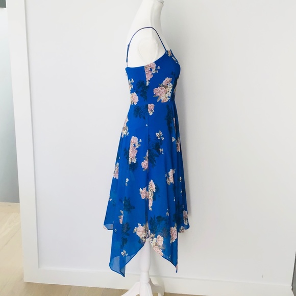 DOTTI size 8 blue floral chiffon dress with spaghetti straps - Picture 6 of 9